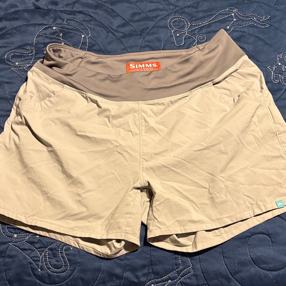 Simms Women's Tan Athletic Shorts with Stretch Waistband